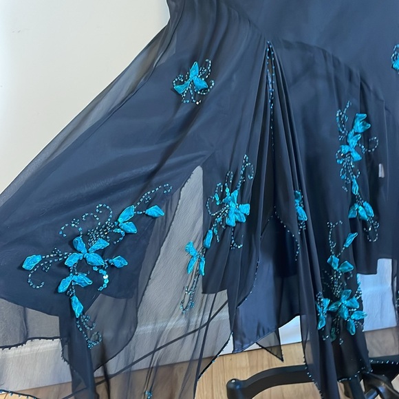 Y2K Whimsigoth Set Mix It 14 Black Midi Tank Sheer Floral Hip Hugger Fairycore - Picture 10 of 16